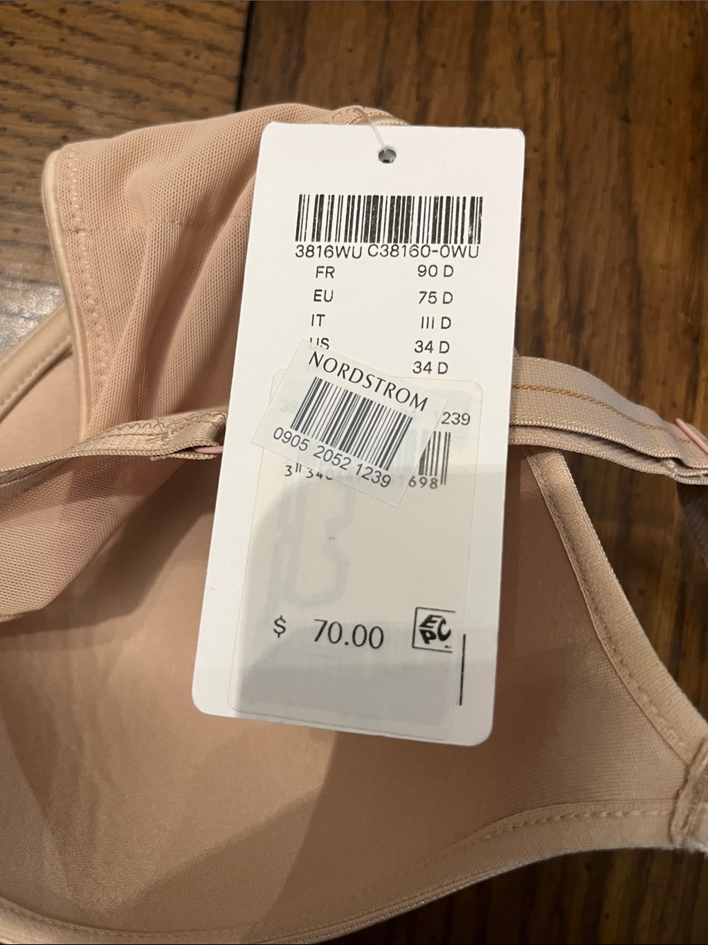 Chantelle Light Nude Smooth Underwire T Shirt Bra, size 34D, new with tags - Picture 15 of 15